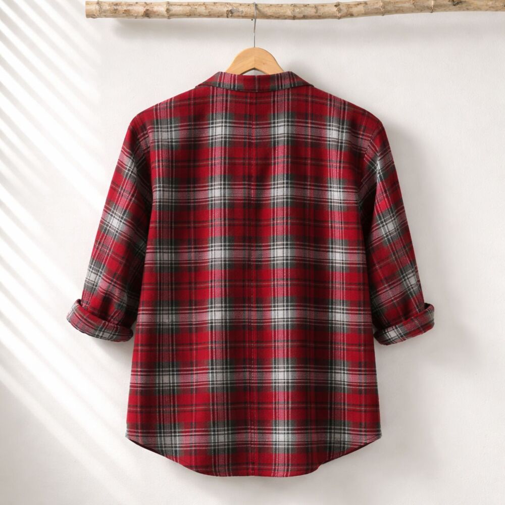 Red Plaid Pajama Top PJ Salvage Button Front Long Sleeve - Picture 2 of 6